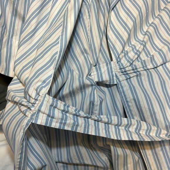 GANNI Striped belted organic cotton-poplin wrap midi dress size EU 32, US 2 - Picture 8 of 11